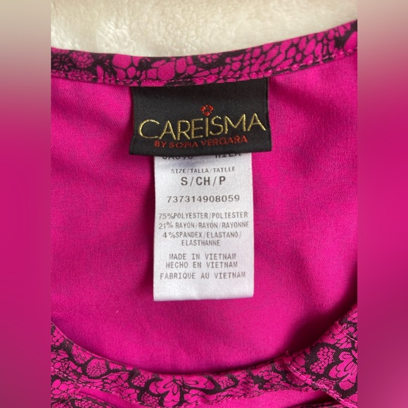 Careisma by Sofia Vergara Pink and Black Floral Scrub Top SMALL - Picture 3 of 7